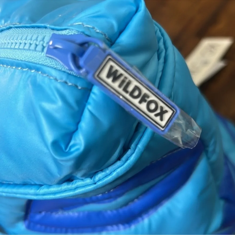 Wildfox Quilted Blue Puffy Tote Bag blue Lips Pattern Travel large bag NWT Zip